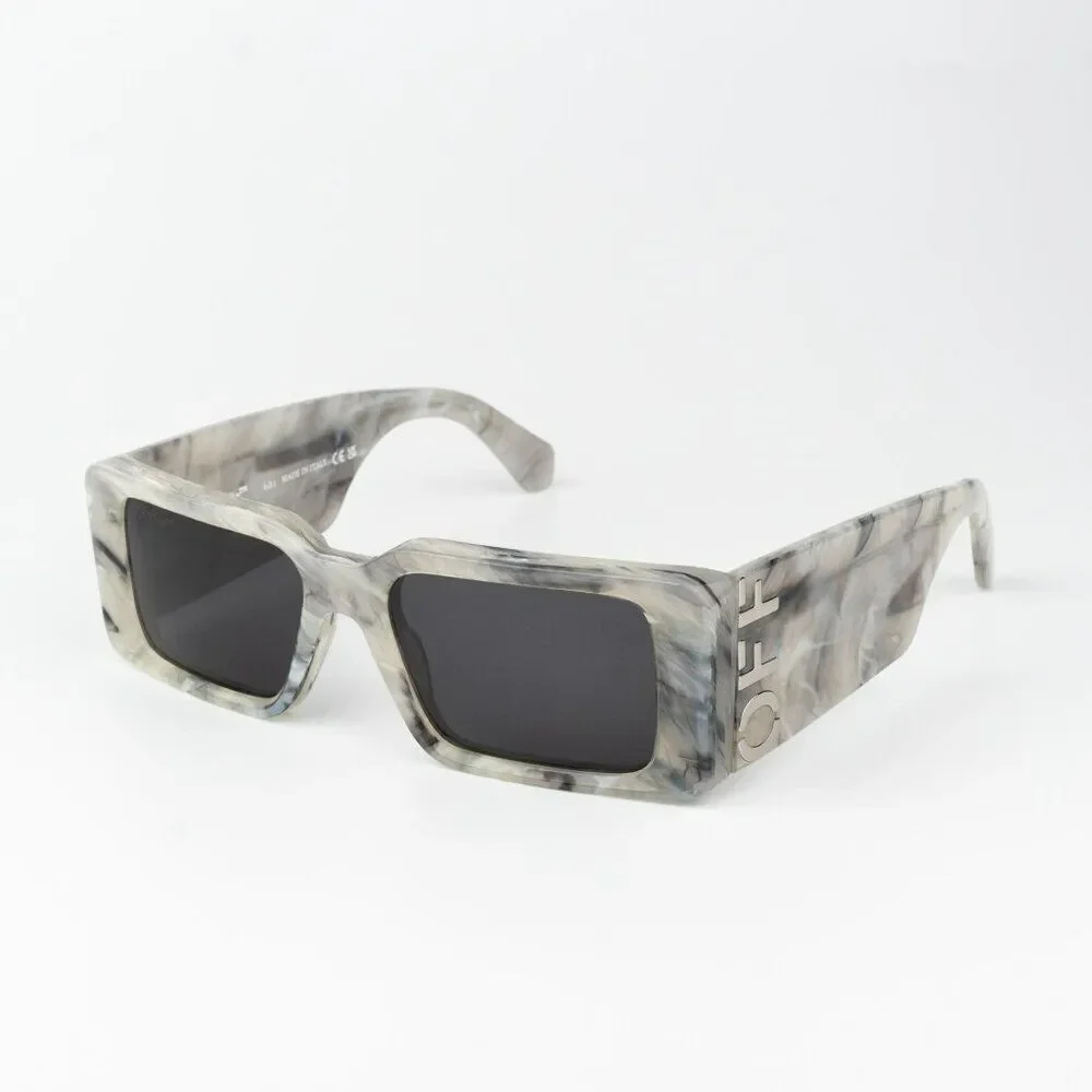 Off-White MILANO Men Sunglasses Marble Grey Square OERI097 0807 NEW AUTHENTIC